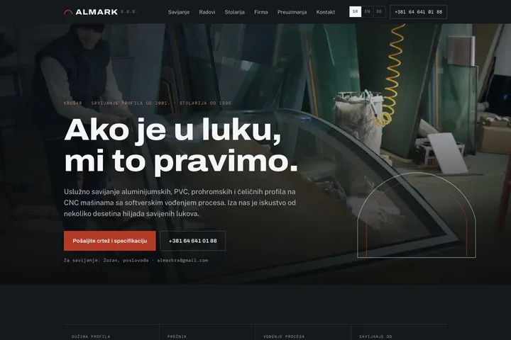 Almark — Savijanje · ALU stolarija