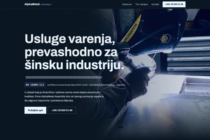 AlphaMetal Assembly — Varenje za šinsku industriju (EN 15085-CL2)