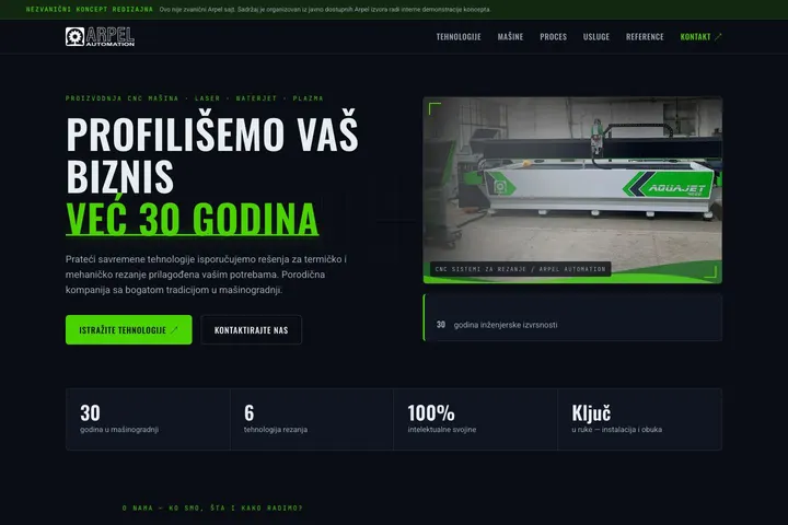 Arpel Automation — CNC mašine · Rezanje