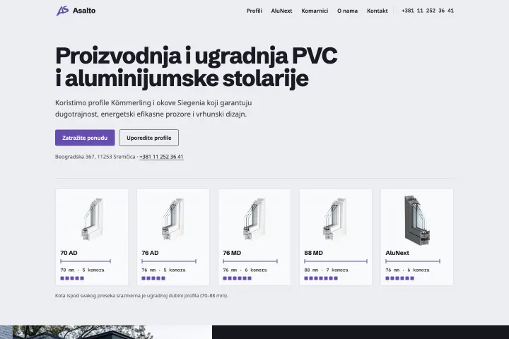 ASALTO — PVC i aluminijumska stolarija