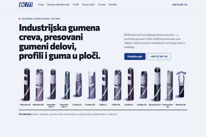 BIZNIS CENTAR MOMČILOVIĆ — Gumena creva i gumeno-tehnička roba