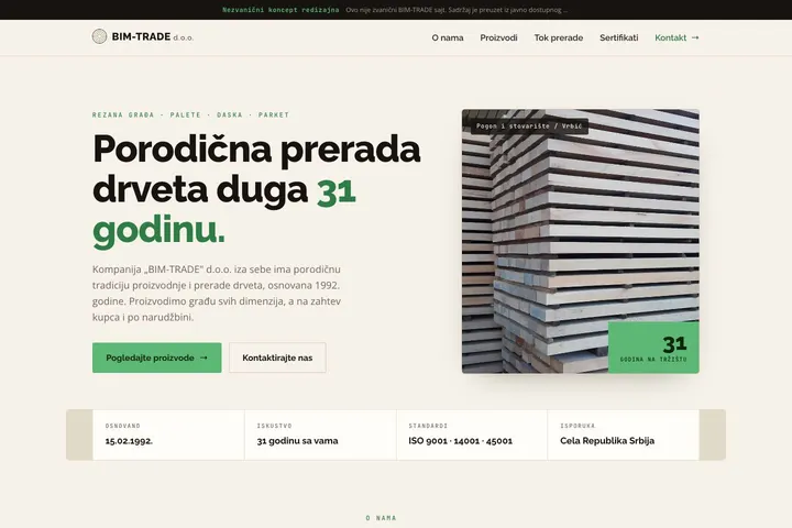 BIM-TRADE — Rezana građa · Palete