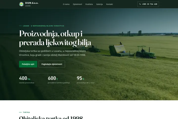 DAM d.o.o. — Organska kamilica i lekovito bilje