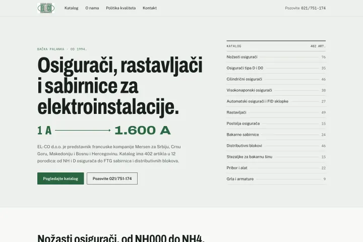 EL-CO — Elektroinstalacioni materijal i osigurači