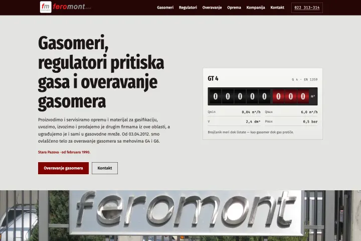 FEROMONT — Gasomeri, regulatori i overavanje gasomera