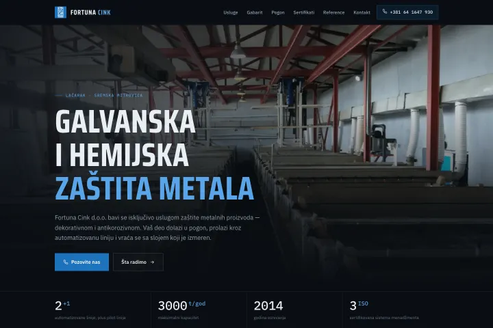 Fortuna Cink — Galvanska i hemijska zaštita metala