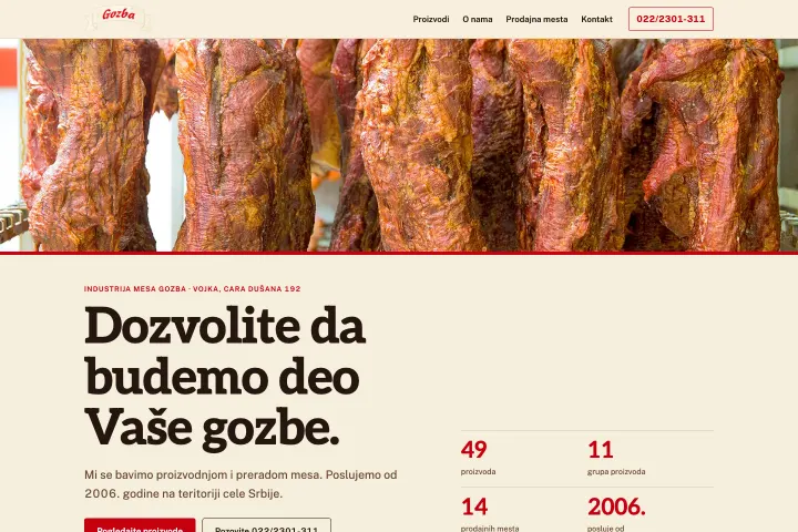GOZBA — Industrija mesa: kobasice, dimljeni i suvomesnati proizvodi
