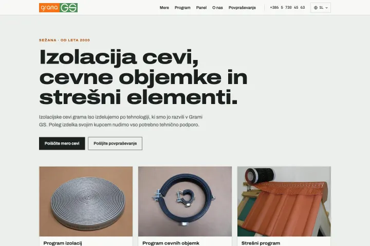 GRAMA GS — Izolacija cevi i obujmice