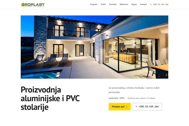 GROPLAST d.o.o. — Aluminijumska i PVC stolarija · Istra