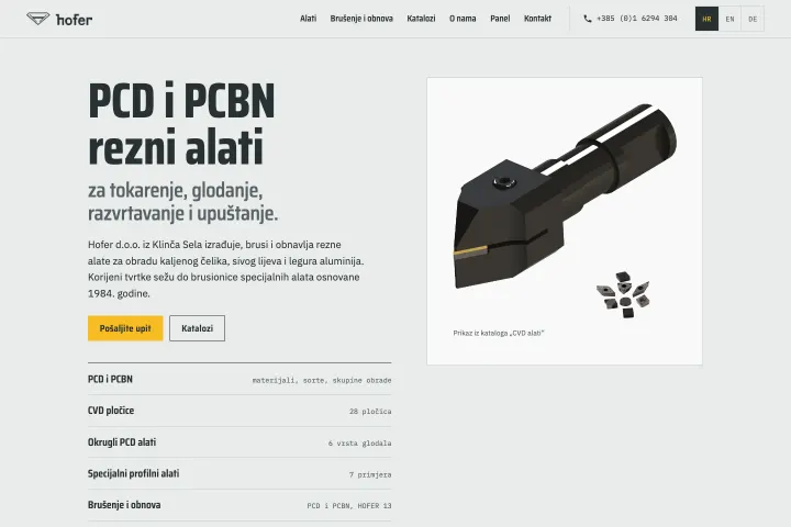 HOFER — Rezni alati PCD i PCBN