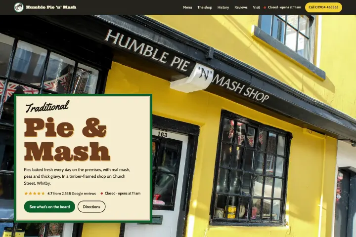 Humble Pie n Mash — Pita i pire — restoran i hrana za poneti