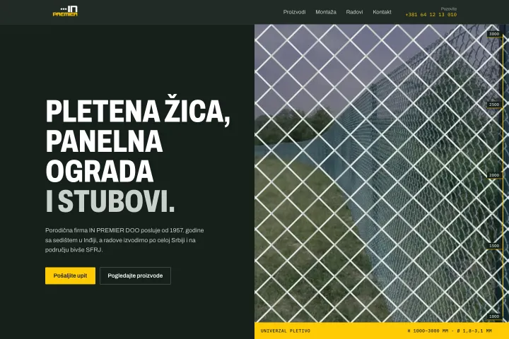 IN PREMIER — Pletena žica i ograde
