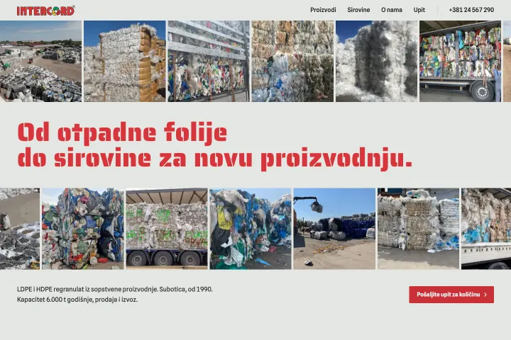INTERCORD d.o.o. — Reciklaža plastike, regranulat