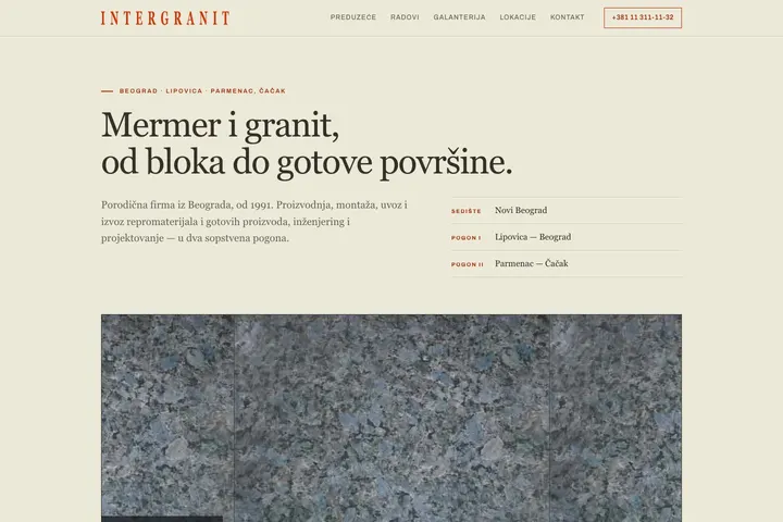 INTERGRANIT — Obrada kamena i granita