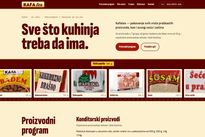 Kafatex — Pakovanje prehrambenih proizvoda i konditorski program