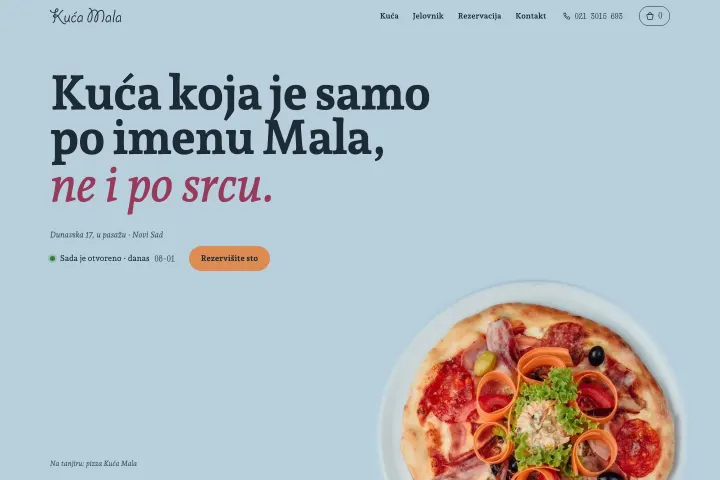 Kuća Mala — Restoran: pice, paste, doručak