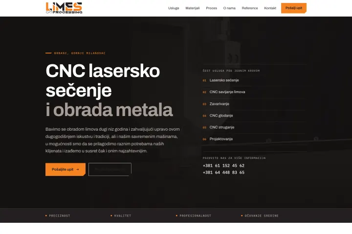 Limes Processing — Lasersko sečenje i CNC obrada