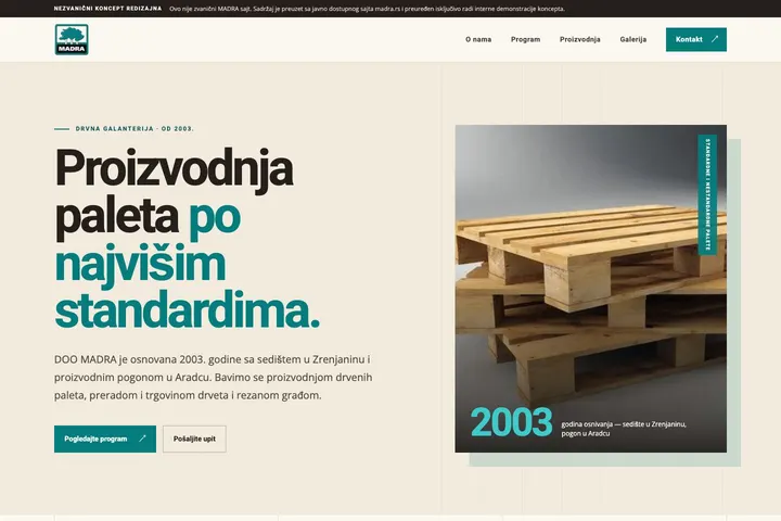 MADRA — Palete · Prerada drveta