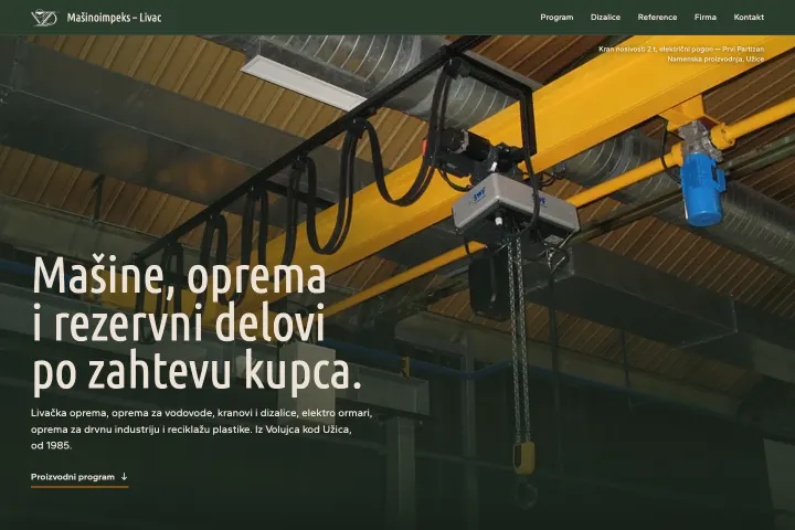 Mašinoimpeks – Livac — Livačke mašine i dizalice