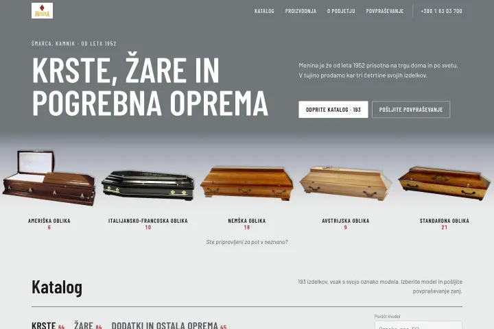 MENINA — Pogrebna oprema