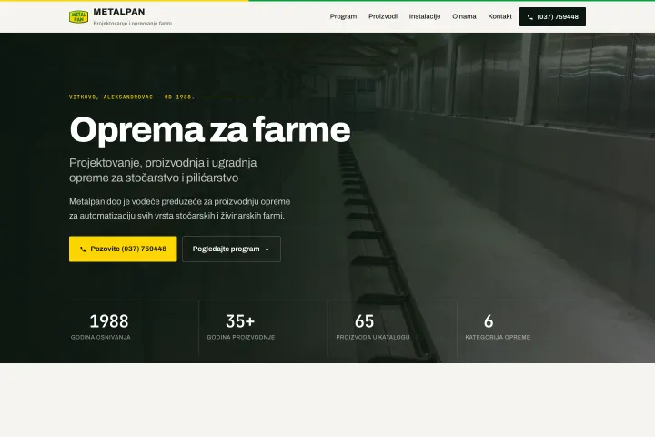 METALPAN — Oprema za stočarske farme
