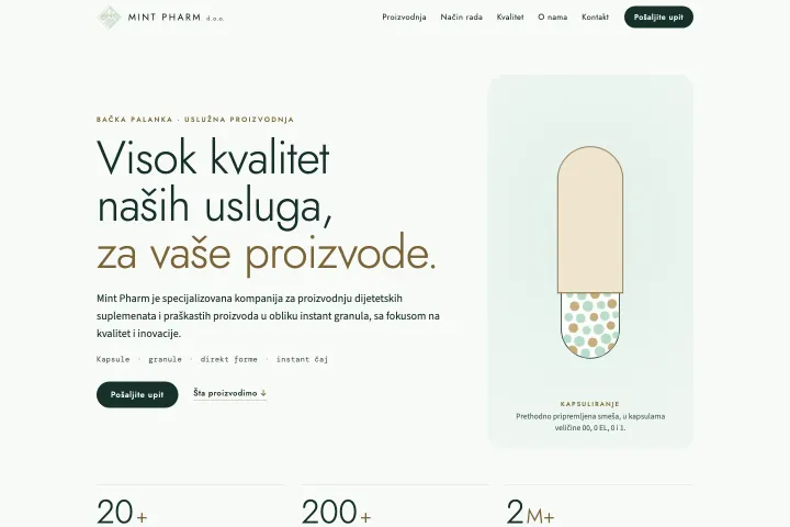 Mint Pharm — Dijetetski suplementi — uslužna proizvodnja