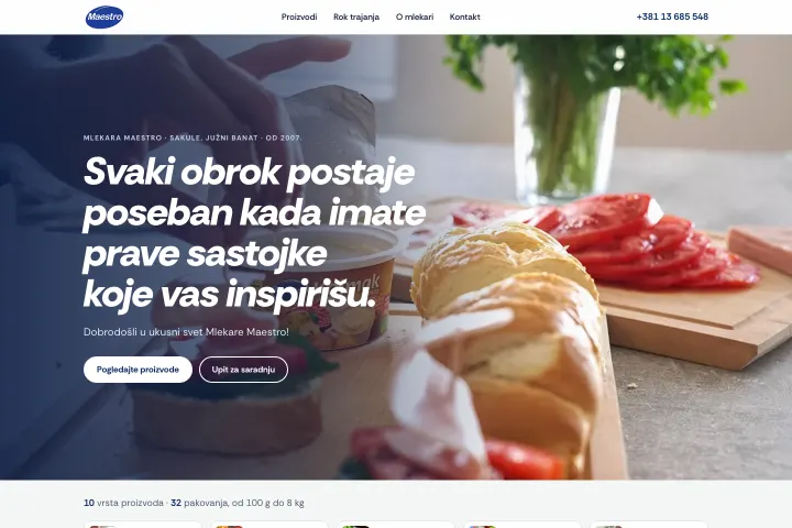 MLEKARA MAESTRO — Mlekara: kajmak, sirevi i mlečni proizvodi