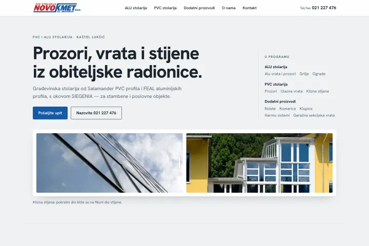 NOVOKMET — PVC i ALU stolarija