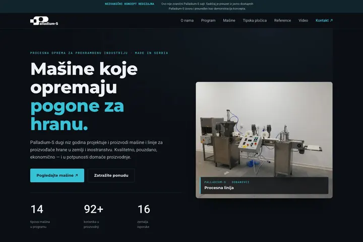 Palladium-S — Procesna oprema · Prehrana