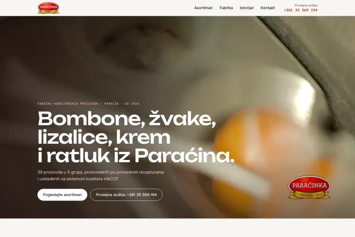 Paraćinka — Konditorski proizvodi