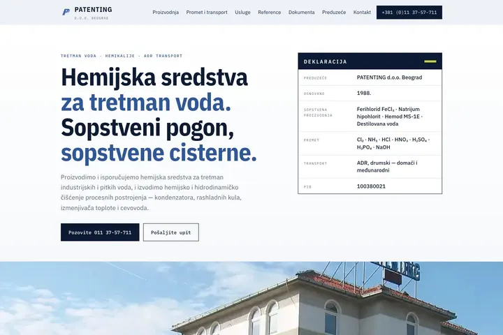 PATENTING — Hemikalije za tretman voda