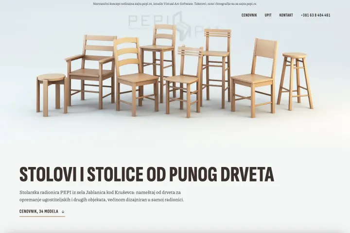 Stolarska radionica Pepi — Etno stolice i stolovi od drveta