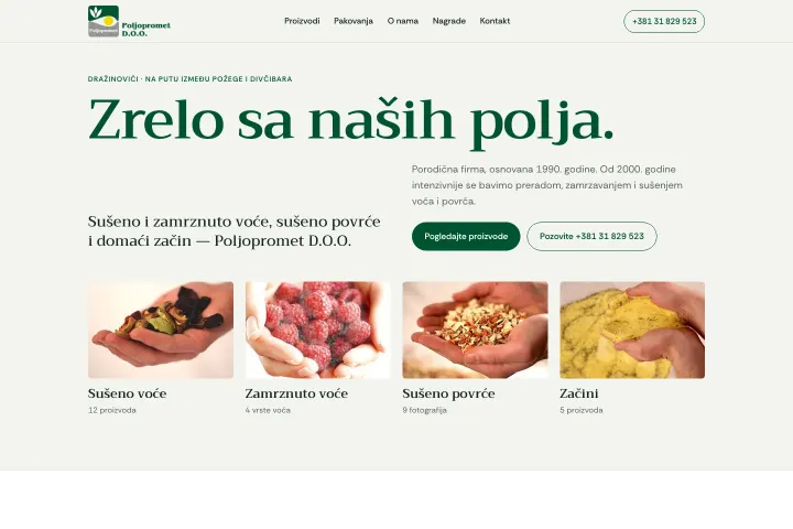 Poljopromet — Sušeno i zamrznuto voće, povrće i začini
