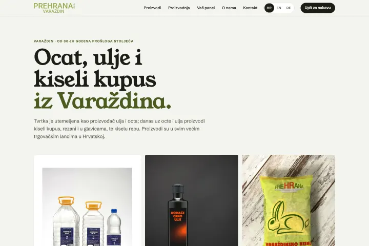 Prehrana Varaždin — Sirće, ulje i kiseli kupus