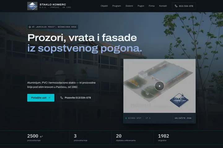 Staklo Komerc — ALU/PVC stolarija · Staklo