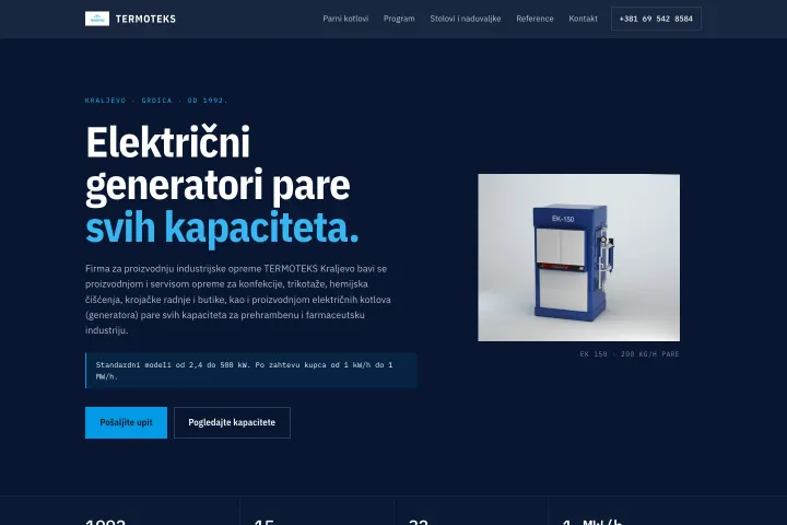 Termoteks — Elektro-parni kotlovi, oprema za peglanje