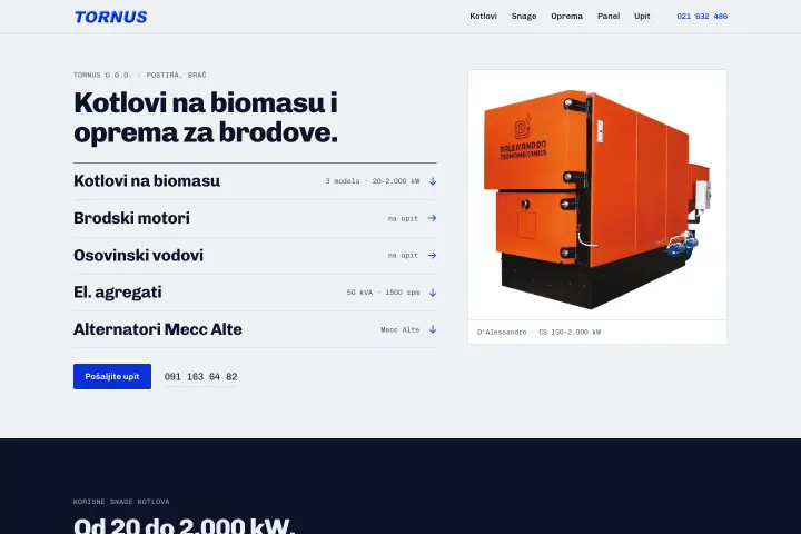 TORNUS — Kotlovi na biomasu i brodska oprema