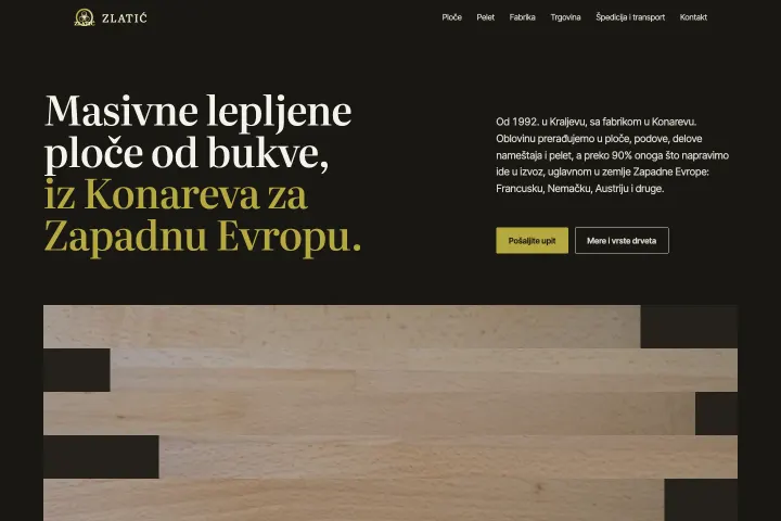 Zlatić — Obrada drveta: lepljene ploče i pelet
